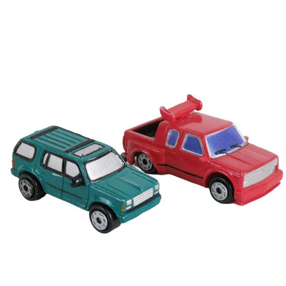 Vtg 1994 LGT Micro Machines Diecast, Ford Explorer Teal, Chevy Dually Pickup Red - Picture 2 of 6